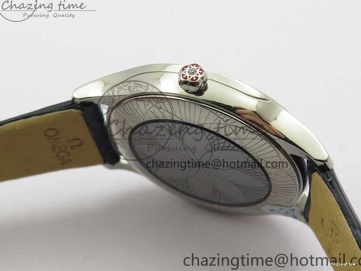 0701 UrbanChic Ladies’ De Ville Trésor Diamond SS 3AF 1:1 Best Edition Black MOP Dial On Black Leather Strap Swiss Quartz 7878
